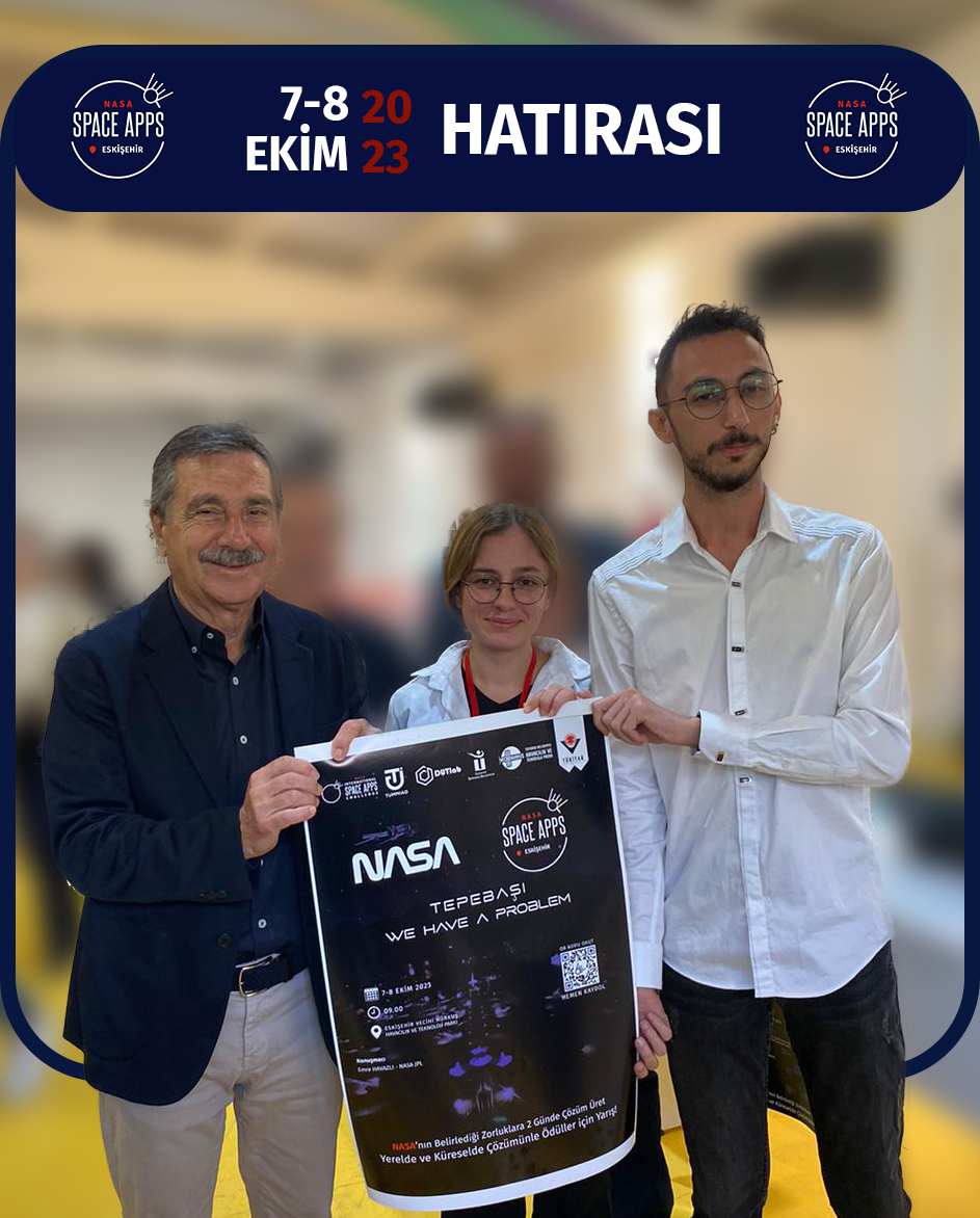 Eskişehir Tepebaşı Belediye başkanı Dt. Ahmet ATAÇ ve NASA Space Apps Challenge Eskişehir Organizasyon liderilerimiz; Hatice EFLATUN ve DUTlab başkanı Emre SEZER